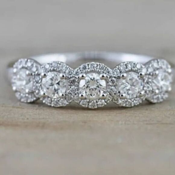 Val Jewerly Jewelry - Round Zircon Engagement Ring Trendy White Crystal Stone Silvery Rings Size 8.5